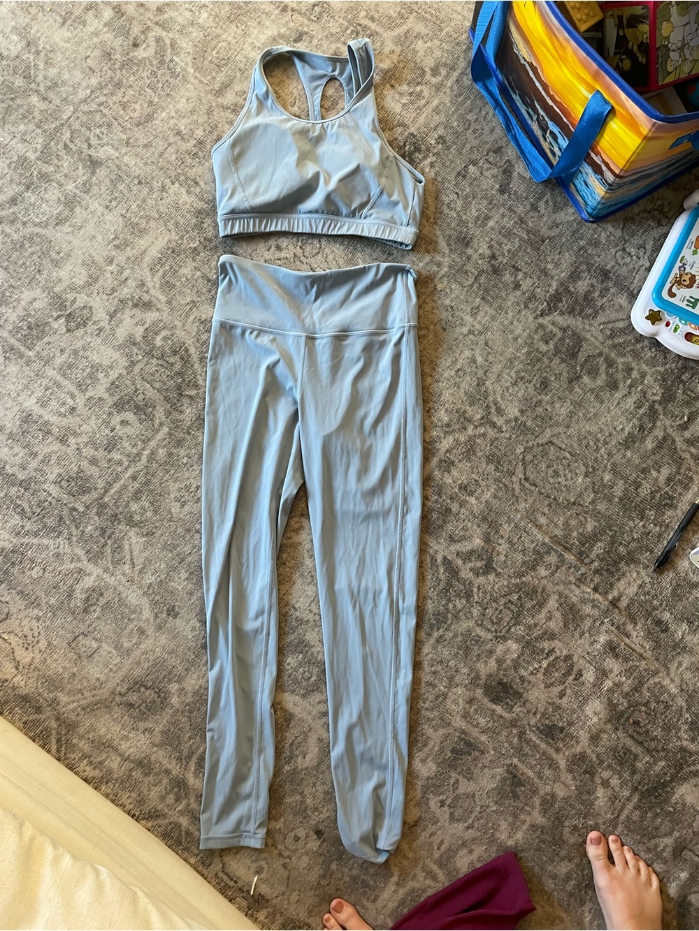Mono B Light Blue High-Waist Leggings with Matching Sports Bra Set